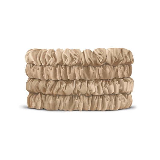 VBEAUTY Seiden Scrunchie Skinny-Set - Champagner