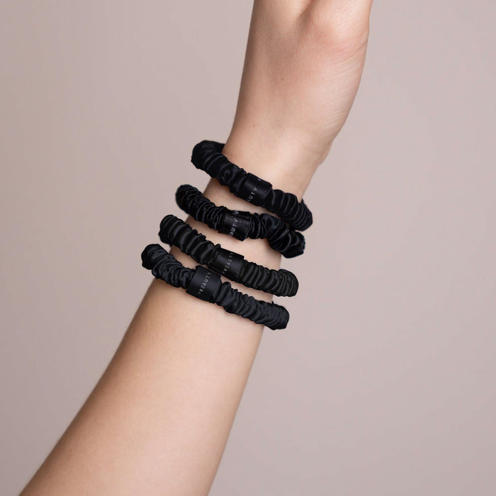 VBEAUTY Seiden Scrunchie Skinny-Set - Schwarz