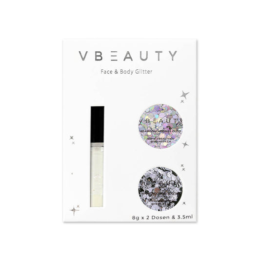Für Gesicht und Körper: Der VBEAUTY Chunky Glitter verleiht jedem Festival- oder Partylook ein langanhaltendes und funkelndes Make-Up.