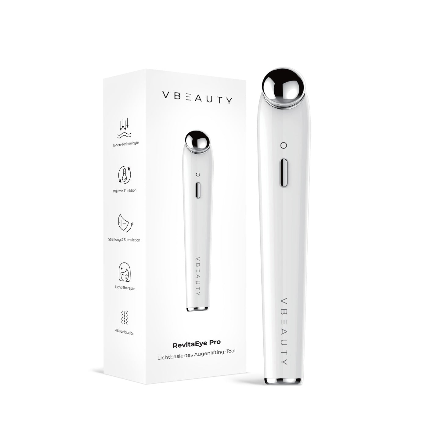 Das VBEAUTY RevitaEye Pro ist ein fortschrittliches Augenlifting-Tool mit rotem, blauem und gelbem Licht, das gezielt gegen Falten, dunkle Augenringe, Tränensäcke und Krähenfüsse wirkt.