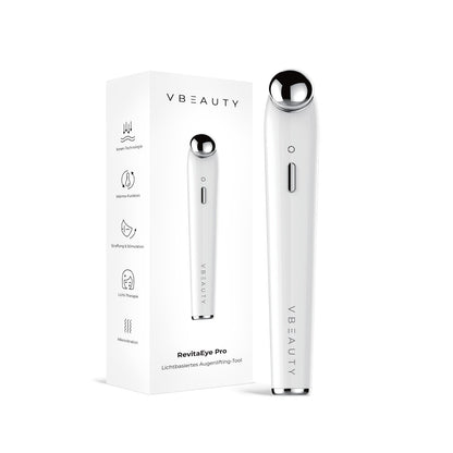 Das VBEAUTY RevitaEye Pro ist ein fortschrittliches Augenlifting-Tool mit rotem, blauem und gelbem Licht, das gezielt gegen Falten, dunkle Augenringe, Tränensäcke und Krähenfüsse wirkt.
