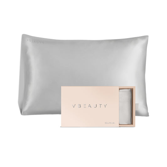 VBEAUTY Seidenkissenbezug 50 x 70 cm - Silber